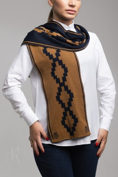 Cachecol Guarda Pampa Feminino - Caramelo/Marinho