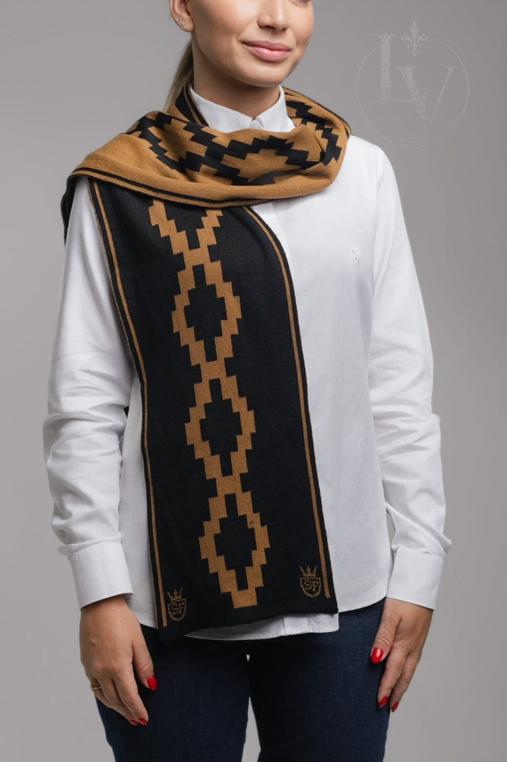 Cachecol Guarda Pampa Feminino - Preto/Caramelo