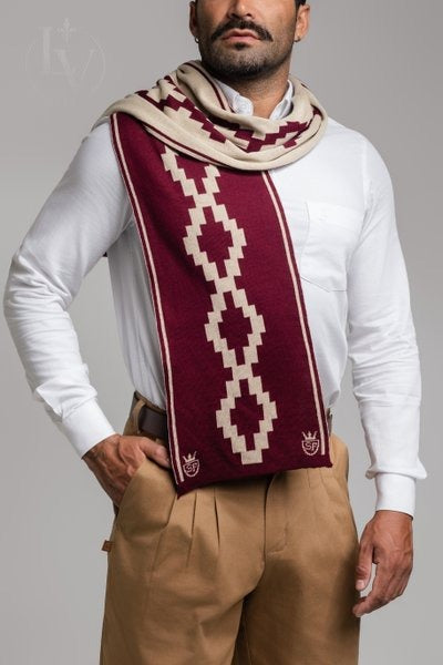 Cachecol Guarda Pampa Masculino - Bordo/Bege