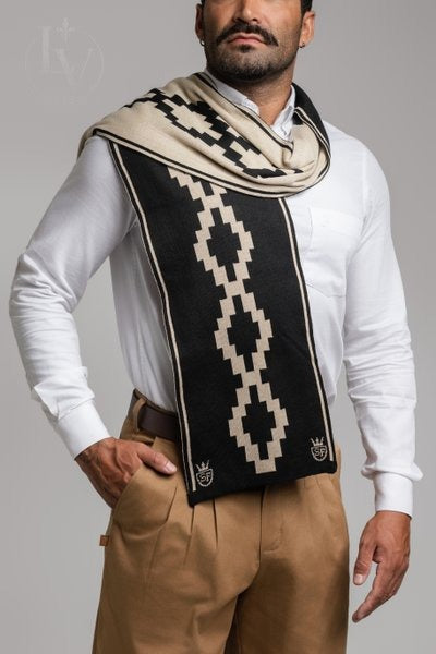 Cachecol Guarda Pampa Masculino - Preto/Bege