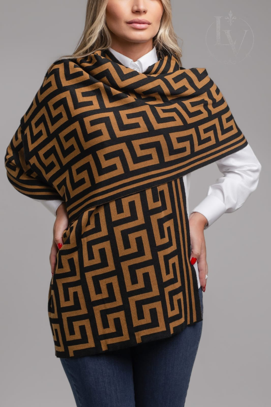 Manta Larga Inca - Preto/Caramelo