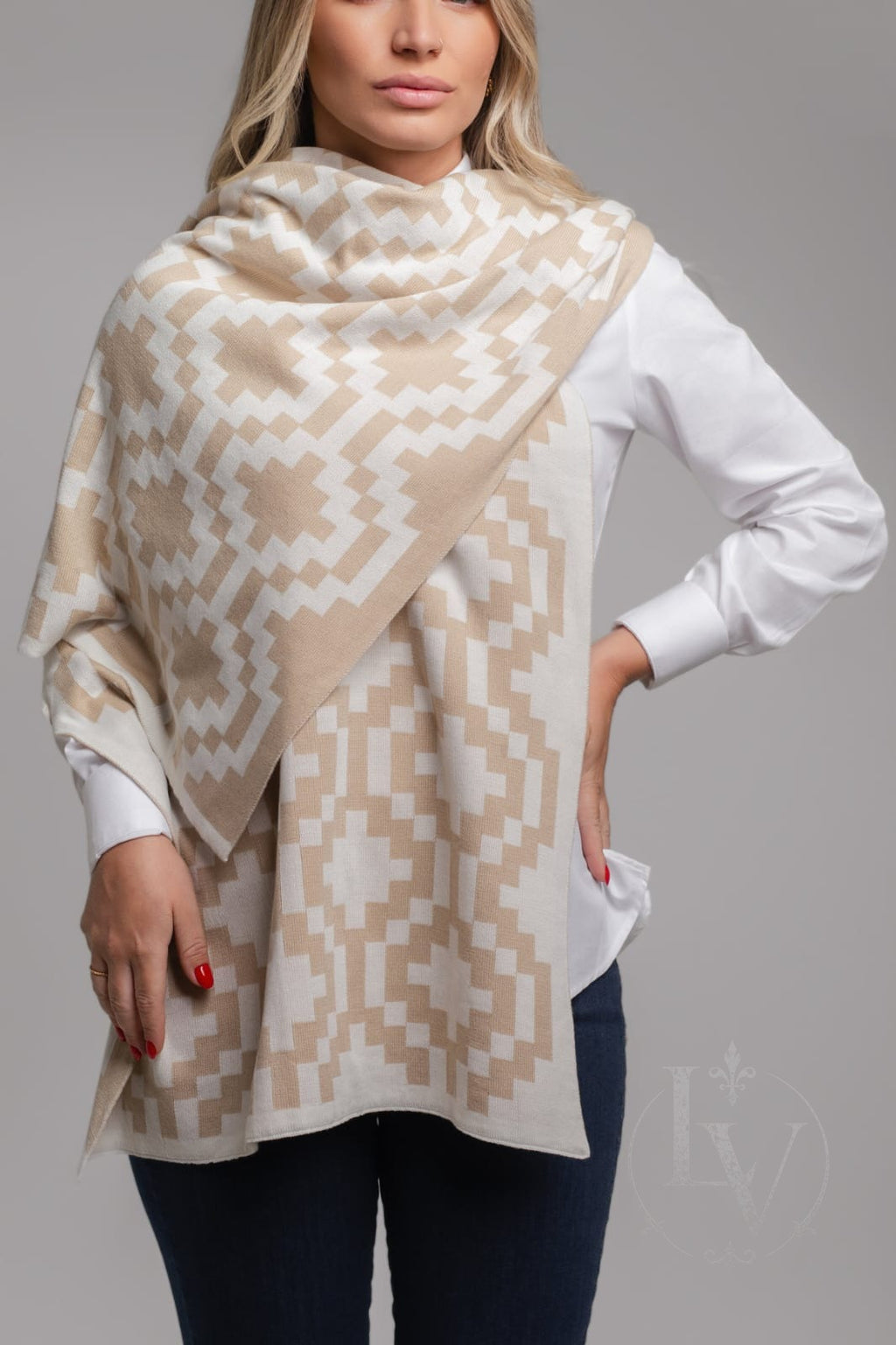Manta Larga Missionera - Off White/Bege