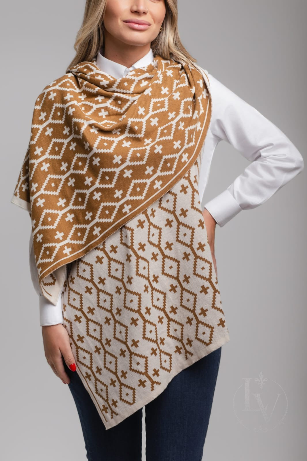 Manta Larga Santa Cruz Feminino - Caramelo/Creme