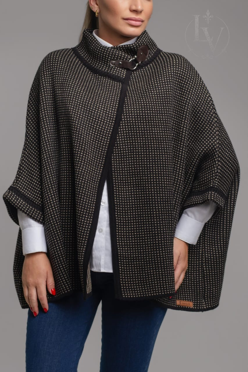 Poncho Buenos Aires - Preto Bege Mescla