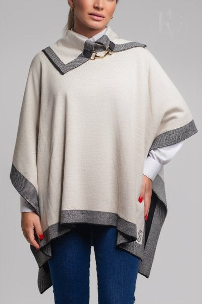 Poncho Costanera - Creme Preto