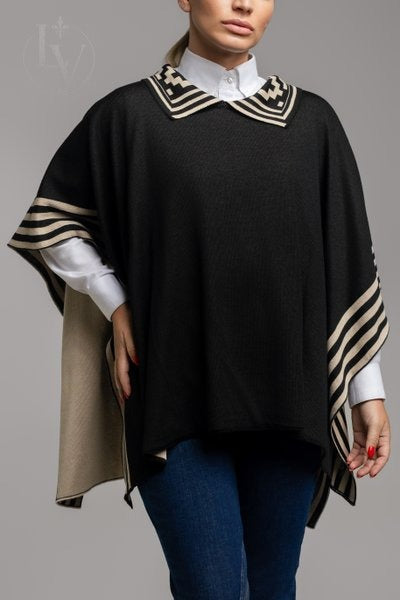 Poncho Crioula - Preto/Bege