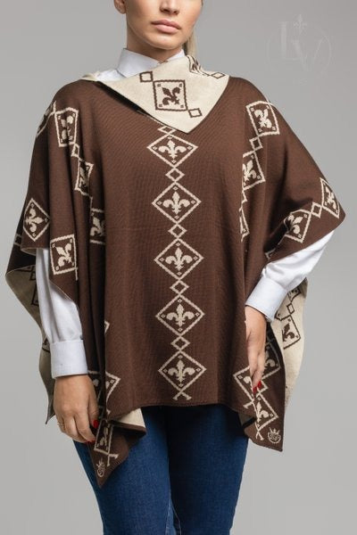 Poncho Flor de Liz - Cafe/Bege