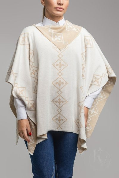 Poncho Flor de Liz - Off White/Bege