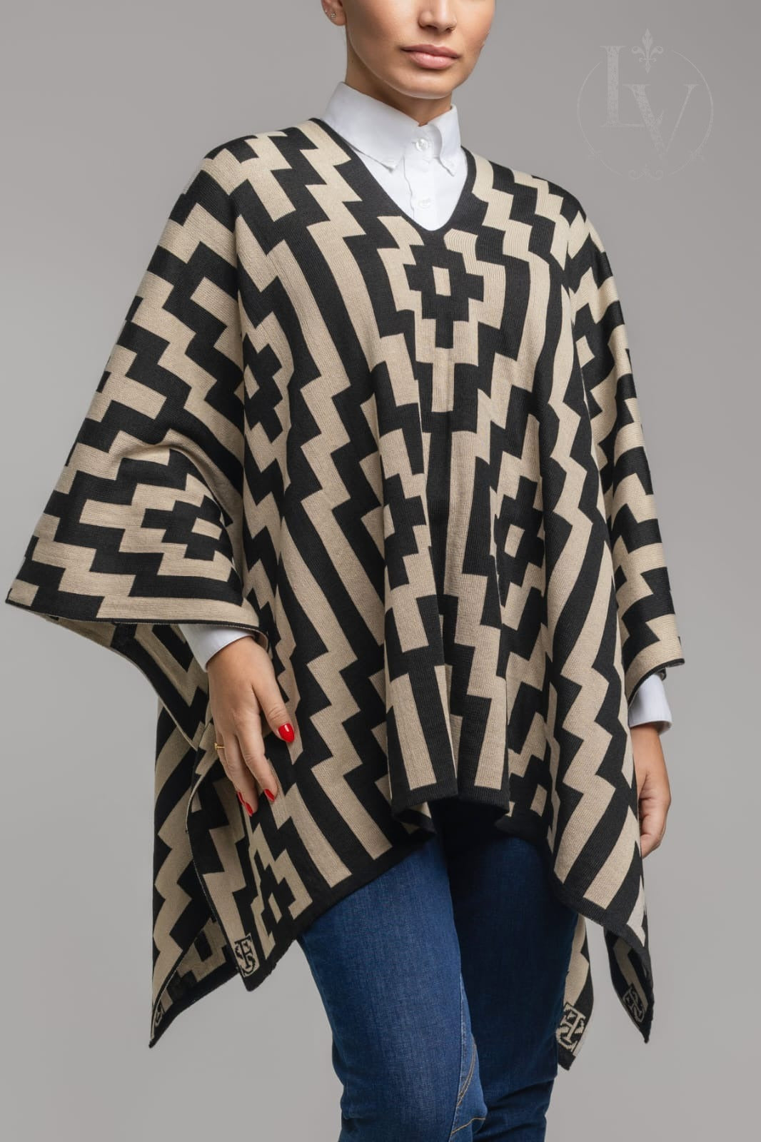 Poncho Pampa - Preto/Bege