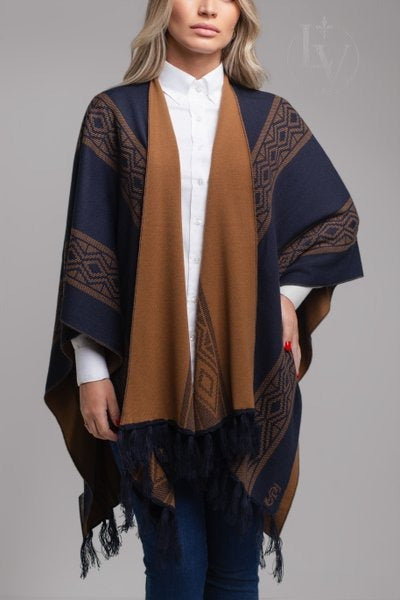 Ruana Ancestral - Marinho Caramelo