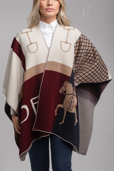 Ruana Horse - Marinho/Bege/Bordo/Creme