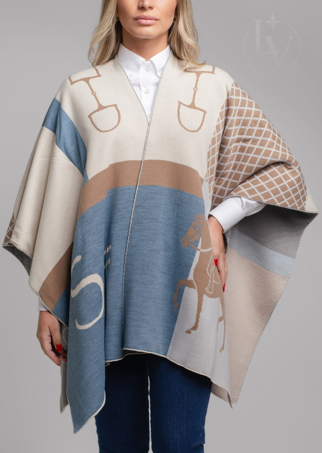 Ruana Horse - Prata/Azul/Bege/Creme